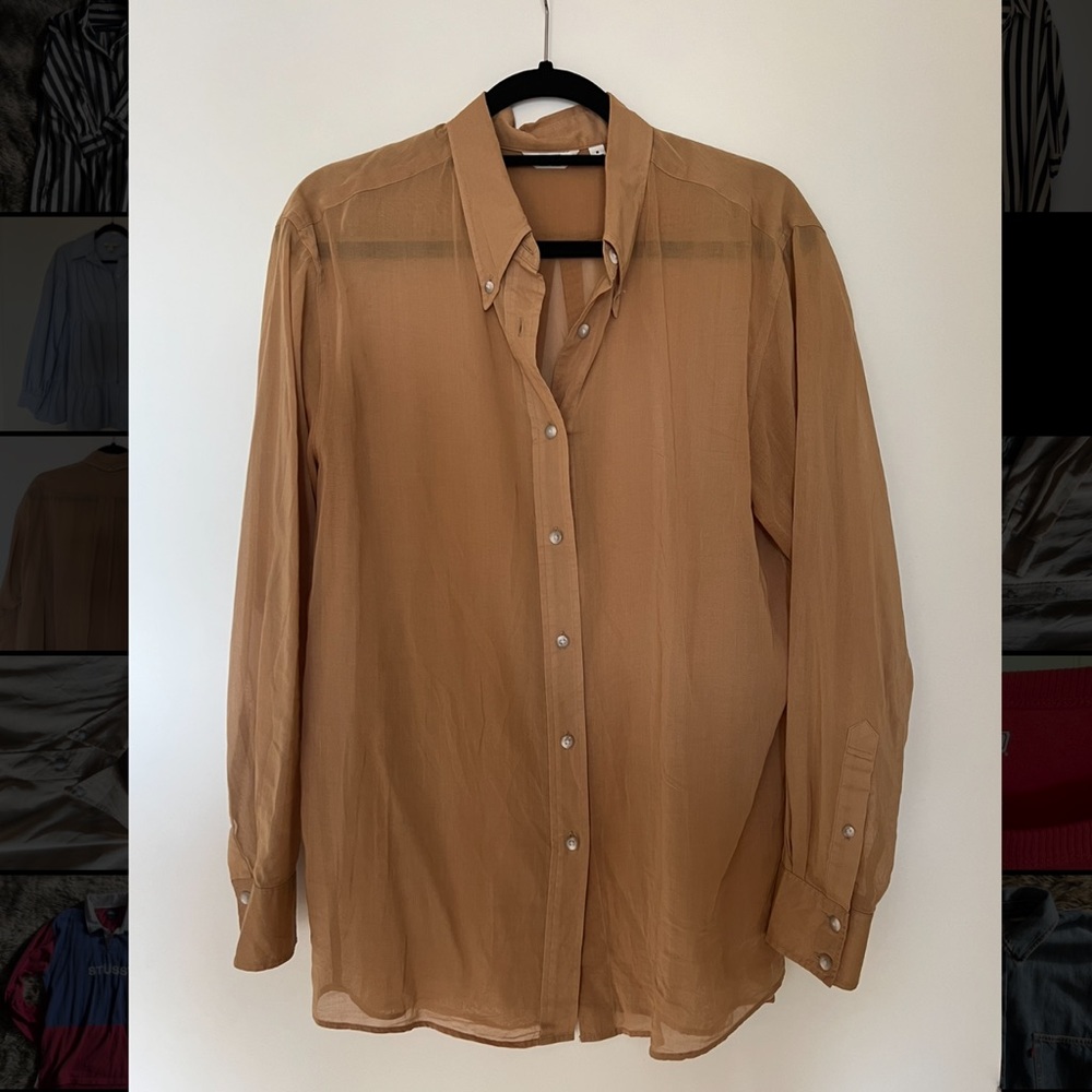 Sheer button up long sleeve shirt